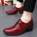 Large Size 38-46 Thick Heel Height Increasing 2025 Spring And Autumn New Business Casual British Pointed Leather Shoes_vogvips.com
