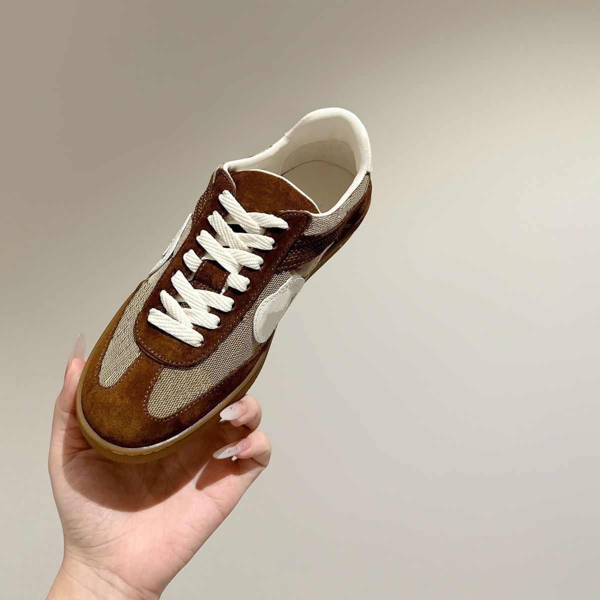Genuine Leather Version~Women's Autumn New Thick-Soled White With Mesh Panels, Round Toe, Lace-Up, Casual And Versatile_vogvips.com