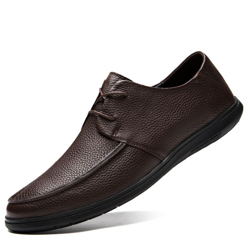 Men's Casual Leather Shoes, Casual Lace-up Leather Shoes, Platform Soft Leather Men's Shoes_vogvips.com