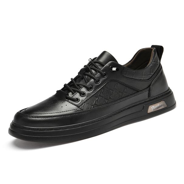 Men's Shoes Embossed Plaid Lace-free White Shoes Soft-soled Sports Shoes Casual Board Shoes Men_vogvips.com