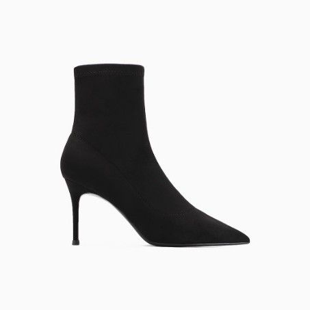 Short Boots Women's High Heel Autumn Winter Black Versatile Pointed Thin Heel Elastic Skinny Boots_vogvips.com