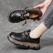 In-stock British-style Thick-soled Lace-up Soft Leather Versatile Casual Loafers 2025 Summer New Women's Shoes_vogvips.com