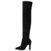 New Pointed Toe Chunky Heel Slimming Over-the-Knee Stretch Suede Plus Size Leg-Wrapping Outdoor Women's High Boots_vogvips.com