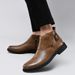 Large Size Men's Short Boots Retro Martin Boots Pointed Belt Buckle Velcro Cotton Boots Men's Shoes_vogvips.com
