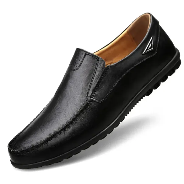 New Genuine Leather Men Casual Luxury Brand Mens Loafers Moccasins Breathable Slip On Black Driving Shoes Big Size 47_vogvips.com