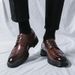 Euro Step Summer Leather Casual Business Formal British Brogue Pattern Suit Men's Thick Sole Trendy Shoes_vogvips.com