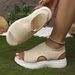 Cross-border Plus-size Women's 2026 Summer New Style Solid Color Round Toe Fly-knit Fashion Slip-on Platform Thick-soled_vogvips.com