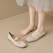 Square Head Single Shoes Women's Flat Bottom Retro Word With Light Mouth Bow Ballet Shoes Soft Sole_vogvips.com