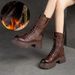 Shanghai Jie Zuo Winter New Fleece-Lined Warm Mid-Calf Snow Top Layer Cowhide Thick-Soled Martin Boots Fashion Women's_vogvips.com
