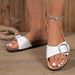 The New Summer Metallic Buckle Fashion All-match Cork Mid-heel Platform Women Sandals Slippers_vogvips.com