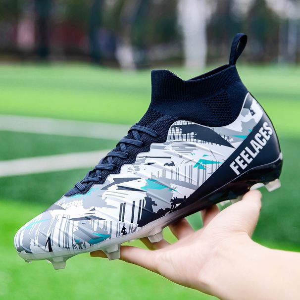 Soccer Shoes New high-top football shoes men's flying woven breathable socks professional training shoes_vogvips.com