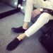 Slip-on Cool Young Man Street Pure Black Footwear Breathable Flat Mens Casual Shoes Plus Size 45_vogvips.com