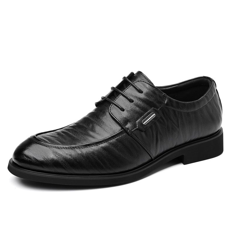 Men's Hand-grain Leather Dress Shoes Breathable Comfortable Business Formal Footwear Large Size Office Work Shoes_vogvips.com