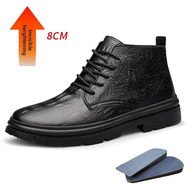 Crocodile Leather Men's Casual Leather Shoes Invisible Inner Height Increase Men's Shoes Cm Height Increase Shoes Martin Boots_vogvips.com
