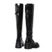 Sheii Su Yinyin Annual Combat ~ Round Toe Wrinkled Thick Heel Mid-Calf Women's Riding Boots_vogvips.com