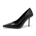 Black High-heeled Women, Stunning Professional Crocodile-patterned French Square-toed With A High-end Feel, Comfortable_vogvips.com