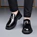 Casual Leather Shoes Men, Perforated One Foot Stomping, Loafers, Fashionable Trendy, Shiny Leather, Big Toe Shoes,_vogvips.com