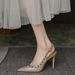 French-style Rivet High-heeled Shoes 2025 Spring/autumn Trendy Pointed-toe Patent Leather Nude Sandals, Feminine_vogvips.com