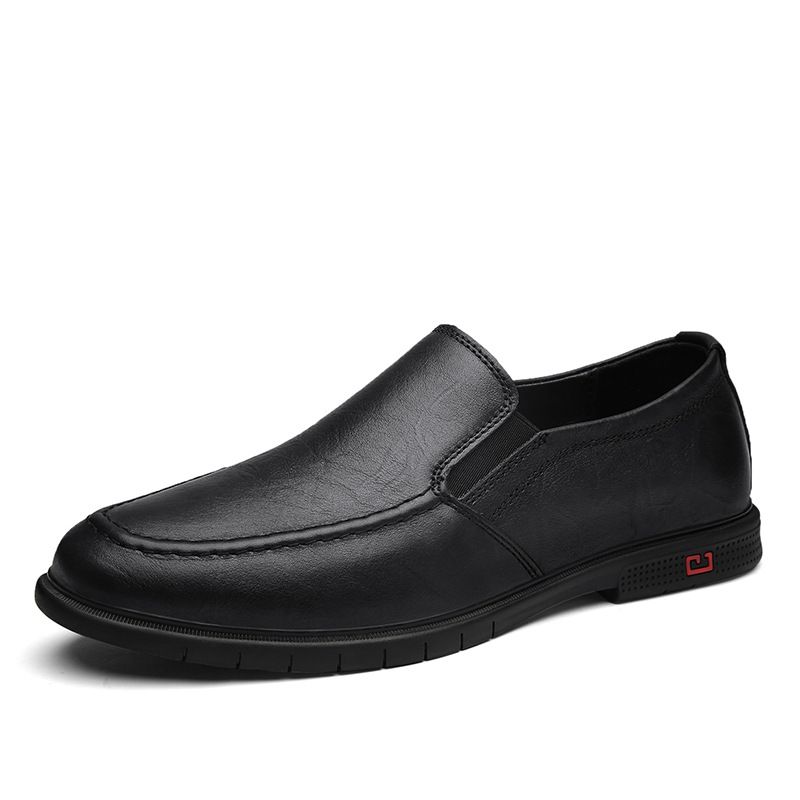 Men's Soft-soled Casual Leather Shoes Overfitting Lazy Rubber-soled Driving Loafers_vogvips.com