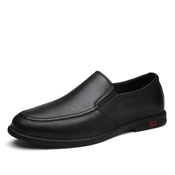 Men's Soft-soled Casual Leather Shoes Overfitting Lazy Rubber-soled Driving Loafers_vogvips.com