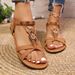 Flat Fashion Plus Size For Women 2025 Summer New Bohemian Style Casual Elastic Strap Beach Sandals_vogvips.com