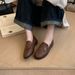 Old Money Flat Low-Heel Loafers For Women, 2026 Autumn New British Style Belt Buckle Small Leather Shoes, Vintage_vogvips.com