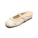 French Square Head Single Shoes Women's One-pedal Bow Thick Sole Inner Height Increase Shallow Mouth Grandma Shoes_vogvips.com