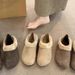 Vintage Ugly Cute Slip-On Cotton Autumn New Fashion Versatile Comfortable Fleece-Lined Two-Way Casual Small Single_vogvips.com