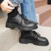 TerraStride Men's Autumn British Casual Business Large Leather Low-top Thick-soled Black And White Color-blocking Fashion Work_vogvips.com