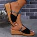 Foreign Trade Plus Size European And American Summer New Wedge Thick Sole Peep Toe Slippers Height Increasing Casual_vogvips.com