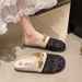 Baotou Half Linen Mesh Breathable Versatile Summer Office Slippers Non-Slip Sandals For Women Wearable Hollow Out_vogvips.com