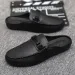 Leather Men Half Slippers Summer Breathable Mens Casual Shoes Slip-on Lazy Driving Shoes Comfortable Walking Loafers Moccasins_vogvips.com
