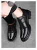 Casual Leather Shoes Men's Low-top Shoes Retro Locomotive Shoes Platform Leather Round Head Shoes_vogvips.com