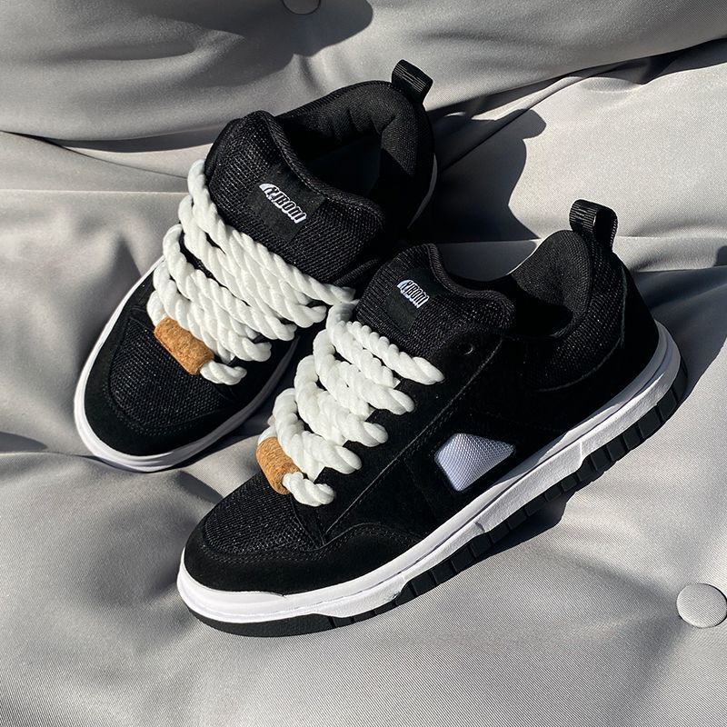 Classic Versatile Black Loafers With Thick Tongues, Comfortable Casual Shoes, Fashionable Low-top Sneakers, Outdoor_vogvips.com