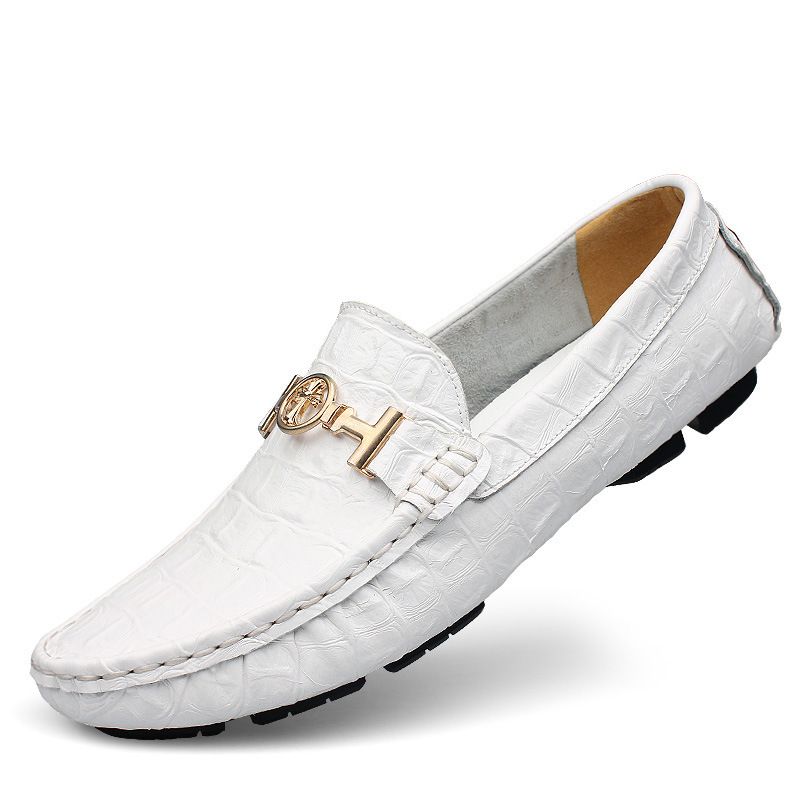 Cotton Hole Crocodile Pattern Large Size Embossed Lazy Beanie Shoes Men's Shoes_vogvips.com
