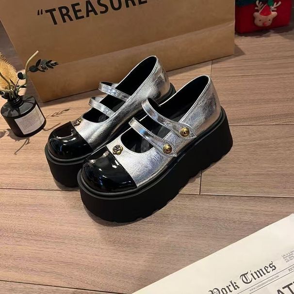 Fashionable And Versatile Camellia Metal Flower Mary Jane For Women, 2026 Spring, Thick-soled, Height-increasing,_vogvips.com
