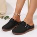 Women's Shoes Plus Size Hollowed Out Platform Slippers For Women, Retro Style, Buckle, Lazy Backless Half Slippers._vogvips.com