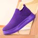 Women's Versatile Casual Running Shoes With Flyknit Upper, One-piece Slip-on Sneakers, 4cm Thick Sole, Height-increasing Lazy Shoes._vogvips.com