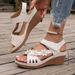 Plus Size Wedge Sandals Women's Summer European And American New Style Hollow Flower Thick Sole One-strap Sandals Beach Women's Sandals_vogvips.com