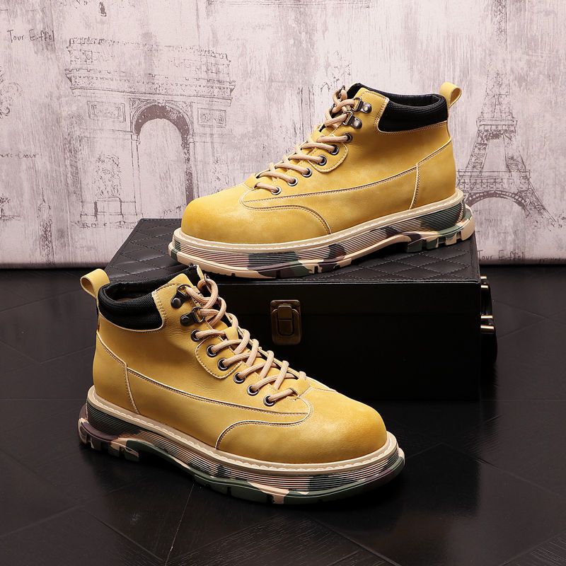 Martin Boots Men S High Top British Style Ins Mid Top Short Boots Tooling Boots Autumn And Winter Men S Shoes Increase Casual Desert Boots_vogvips.com