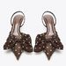 ZA Women's 2025 Autumn New Style Thin Brown Polka Dot Pointed Toe Sandals High Heel Back Strap French Bow Single Shoes_vogvips.com