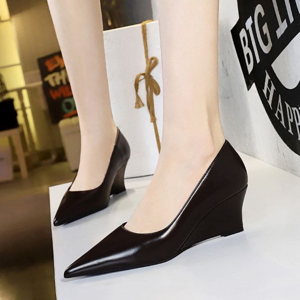Wedge Heel High Heel Shallow Mouth Pointed Pedicure Thin Women's Shoes Single Shoes Women's Wedge Heel Shoes_vogvips.com