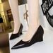 Wedge Heel High Heel Shallow Mouth Pointed Pedicure Thin Women's Shoes Single Shoes Women's Wedge Heel Shoes_vogvips.com