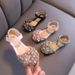 New Pearl Rhinestone Bow Small Middle Children Dance Shoes Performance Shoes Half Sandals_vogvips.com