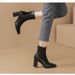 Women's Shoes Slim Fit Ankle Boots, Chunky Heel, Square Toe, Fashionable Fleece Lined French Martin Boots, Autumn/Winter New Style_vogvips.com