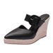 Women's Shoes New Summer Wedge Heel Thick Soles Baotou Slip On Shoes For Women With One Line Buckle High Heels Straw Braided Rope Soles Large Size_vogvips.com