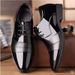 Men's Black Leather Dress Shoes Breathable Oxford Shoes For Business Formal_vogvips.com