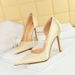 3165-8 Fashionable And Minimalist Super Fine Satin Shallow Mouth Pointed Side Hollow High Heel Women's Shoes Single Shoe_vogvips.com