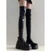 Over-the-Knee For Women, Thick-Soled Stretch High Boots, 2024 New Spring And Autumn Style, Petite Slimming Long Tube_vogvips.com