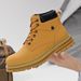 Men's Waterproof Leather Work Boots - High Top Rugged Outdoor Boots For Men, Durable & Comfortable Casual Boots For All Seasons_vogvips.com